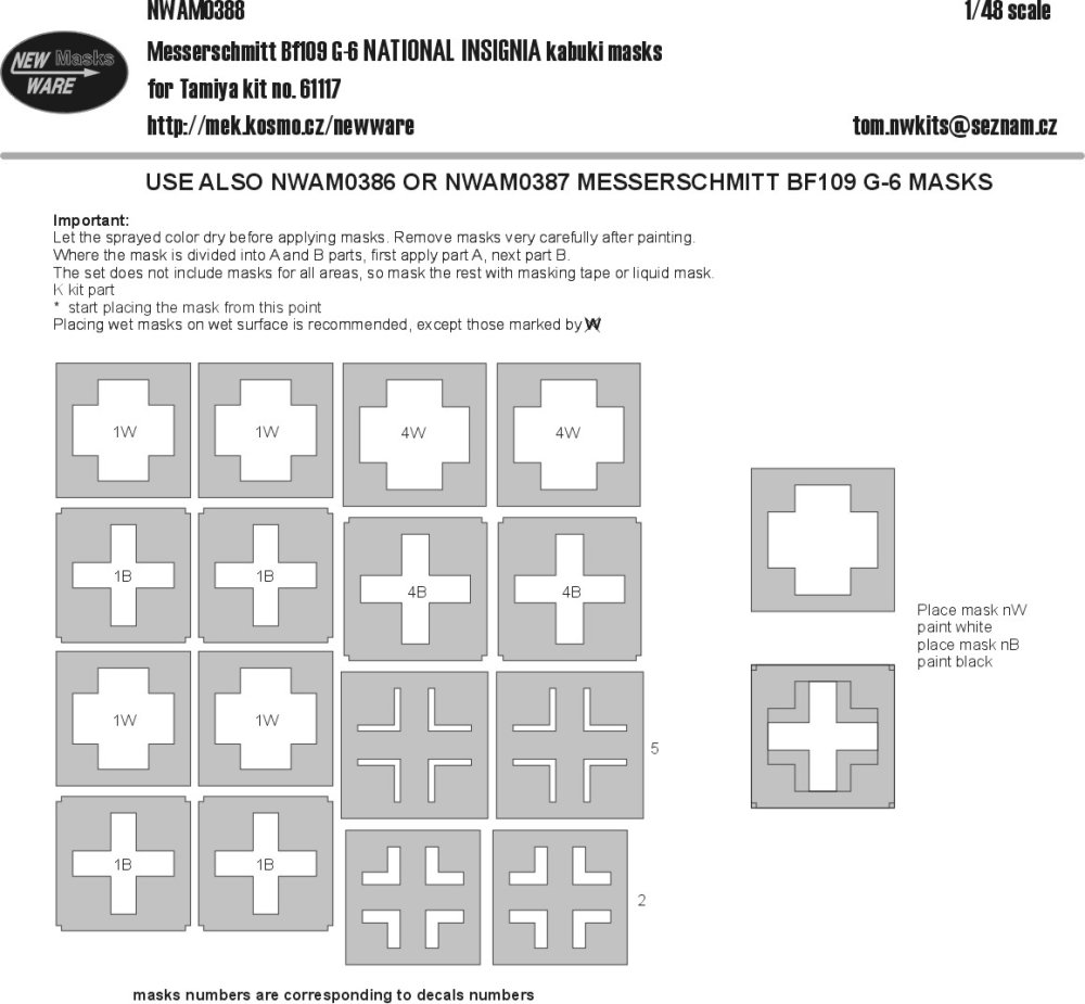 1/48 Mask Bf 109 G-6 NATIONAL INSIGNIA (TAM 61117)