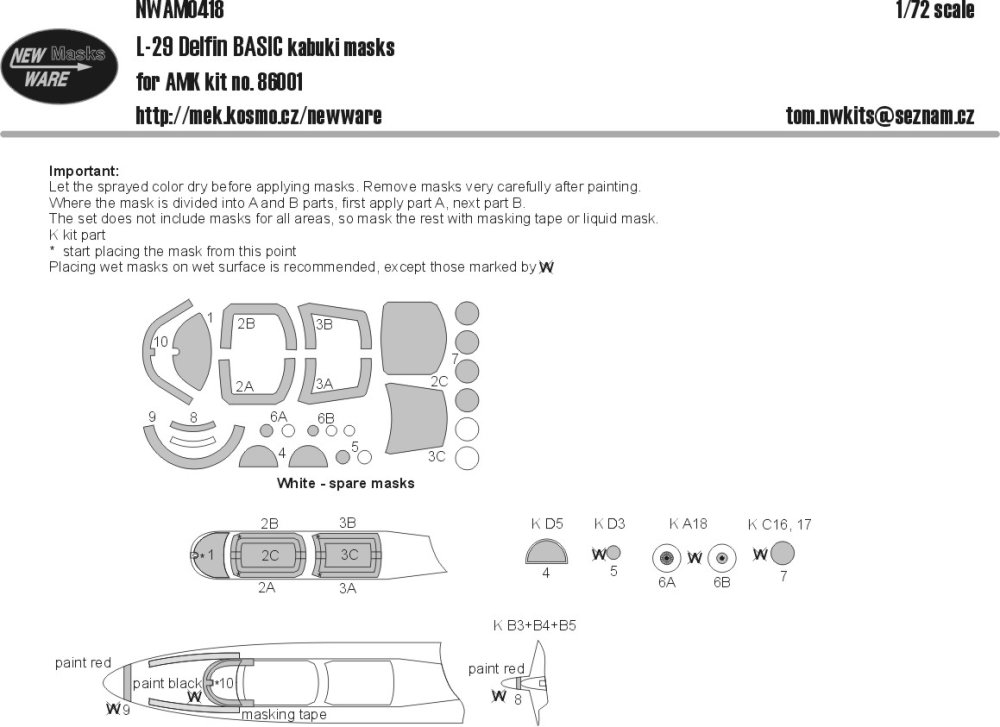 1/72 Mask L-29 Delfin BASIC (AMK 86001)