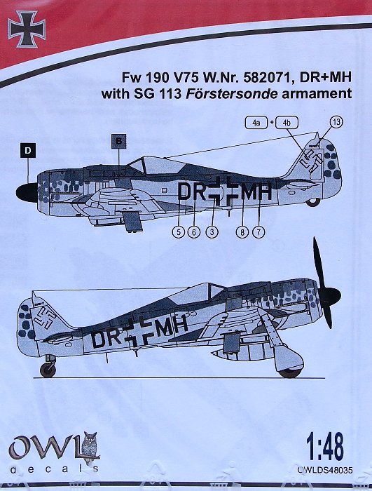 1/48 Fw 190 V75 with SG 113 armament (decal)