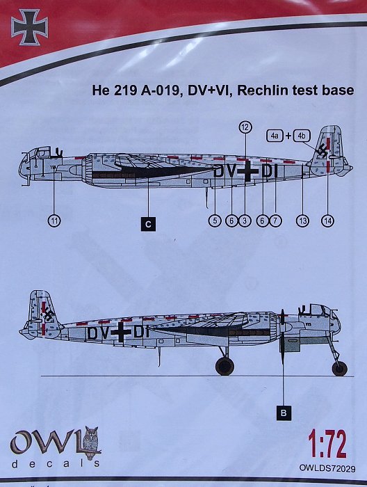 1/72 He 219 A-019, Rechlin test base (decal)