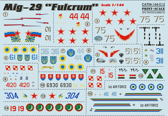 1/144 MiG-29 Fulcrum (wet decals)