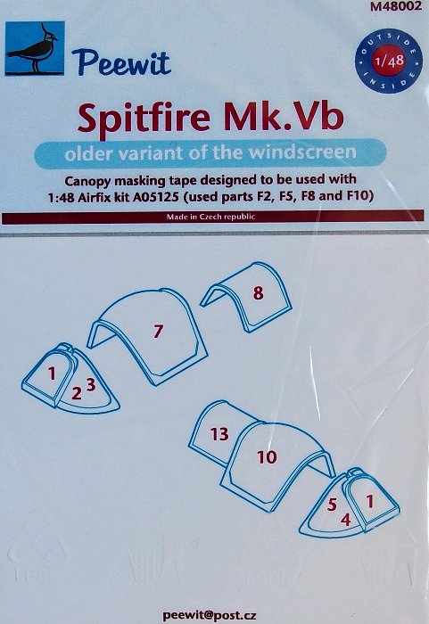 1/48 Canopy mask Spitfire Mk.Vb - early (AIRFIX)