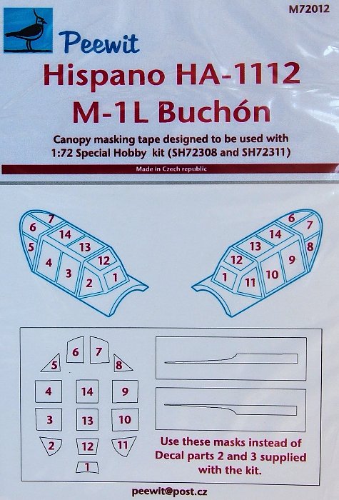 1/72 Canopy mask HA-1112 M-1L Buchon (SP.HOBBY)