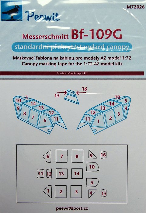 1/72 Canopy mask Bf-109G (AZ MODEL)