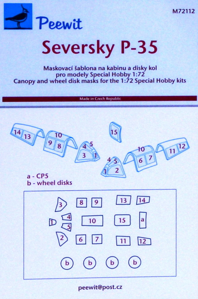 1/72 Canopy mask Seversky P-35 (SP.HOBBY)