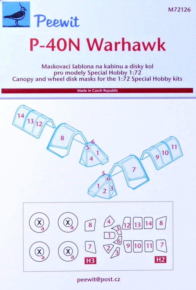 1/72 Canopy mask P-40N Warhawk (SP.HOBBY)