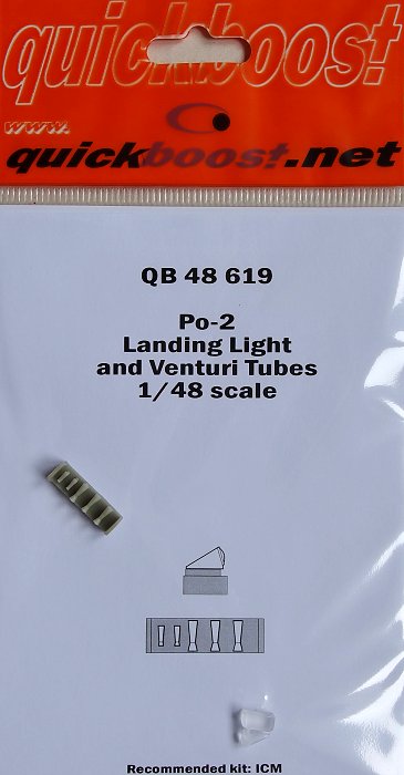 1/48 Po-2 landing light and venturi tubes (ICM)