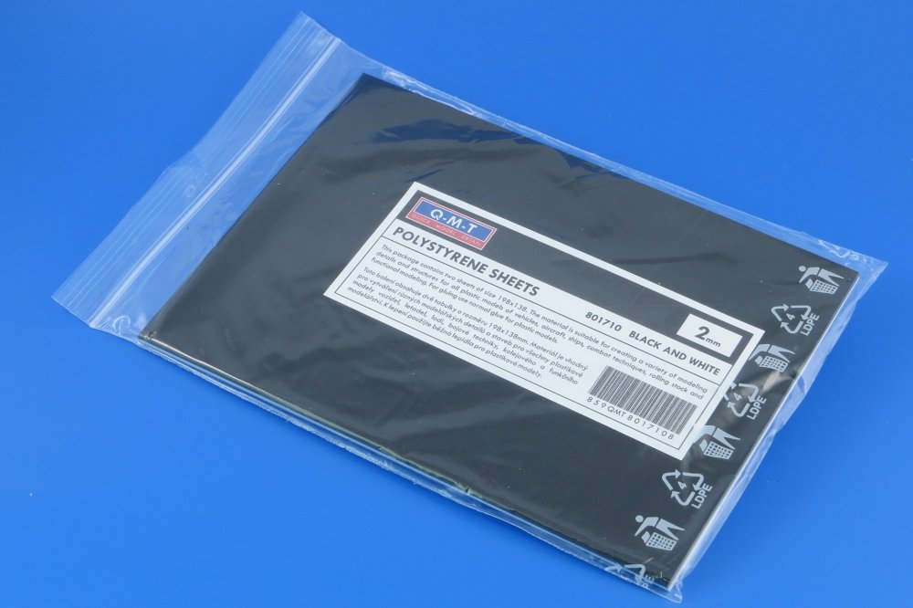 Polystyrene sheets 2 mm - 2 pcs. (black&white)