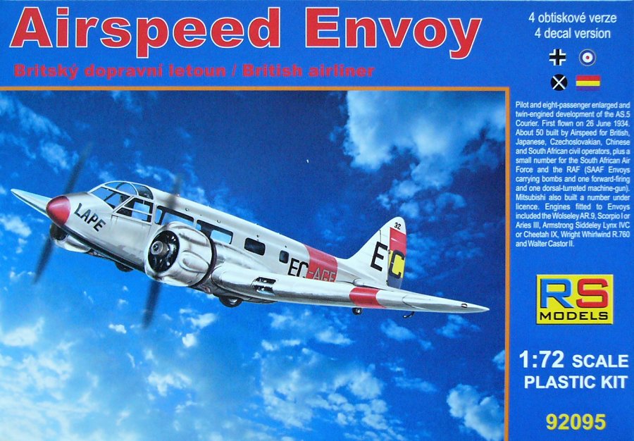 1/72 Airspeed Envoy Cheetah engine (4x decals)