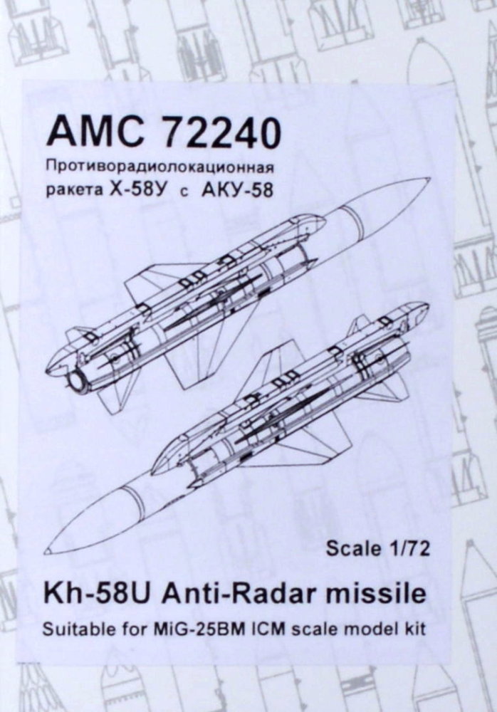 1/72 Kh-58U Anti-Radar missiles&launchers (2 pcs.)