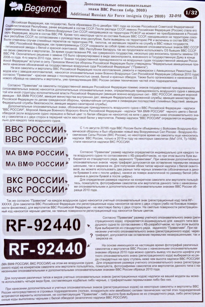 1/32 Additonal Russian A.F. insignia (type 2010)