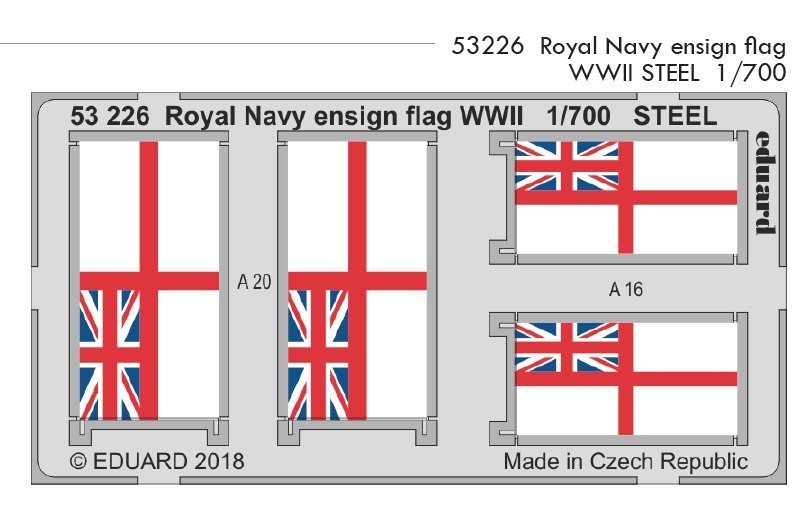 SET 1/700 Royal Navy ensign flag WWII STEEL