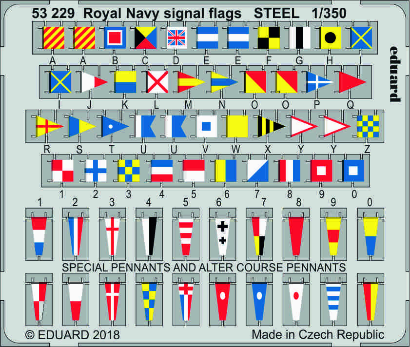 SET 1/350 Royal Navy signal flags STEEL