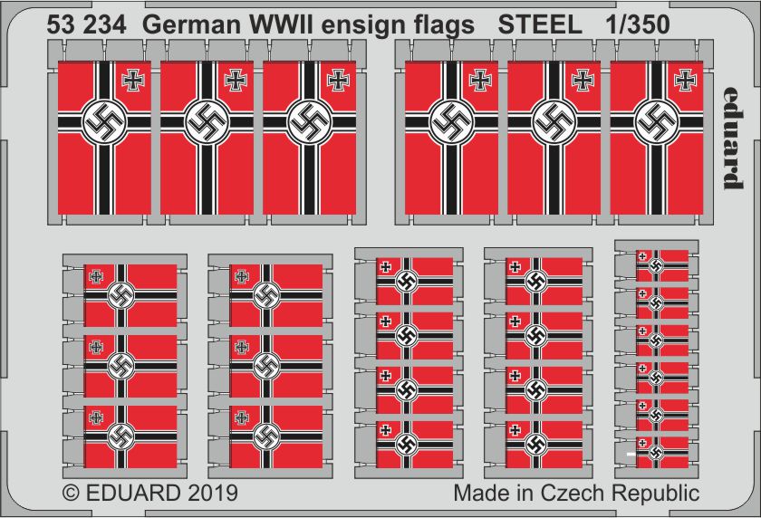 SET 1/350 German WWII ensign flags STEEL