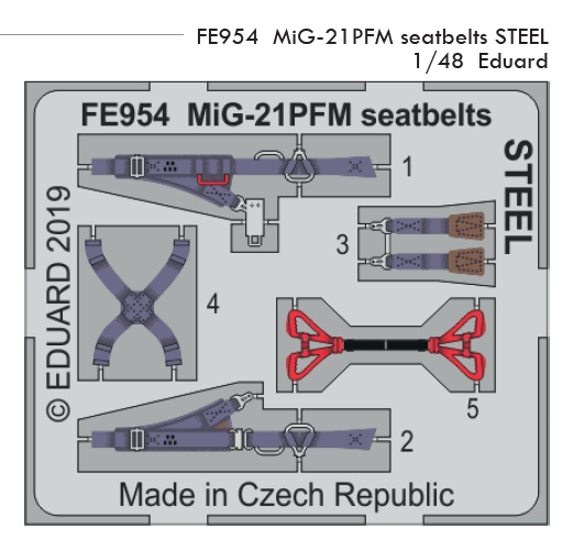 1/48 MiG-21PFM seatbelts STEEL (EDU)