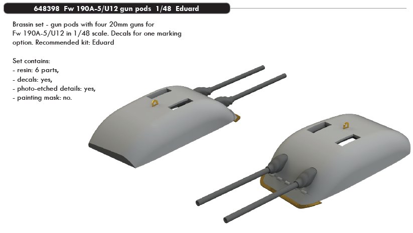 BRASSIN 1/48 Fw 190A-5/U12 gun pods (EDU)