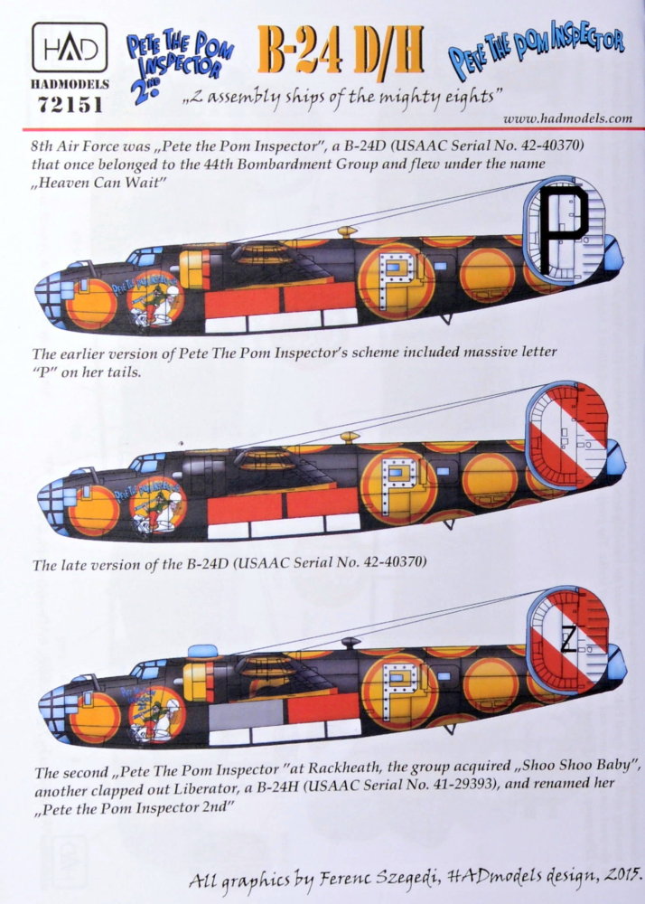 1/72 Decal B-24 D/H (3 sheets)