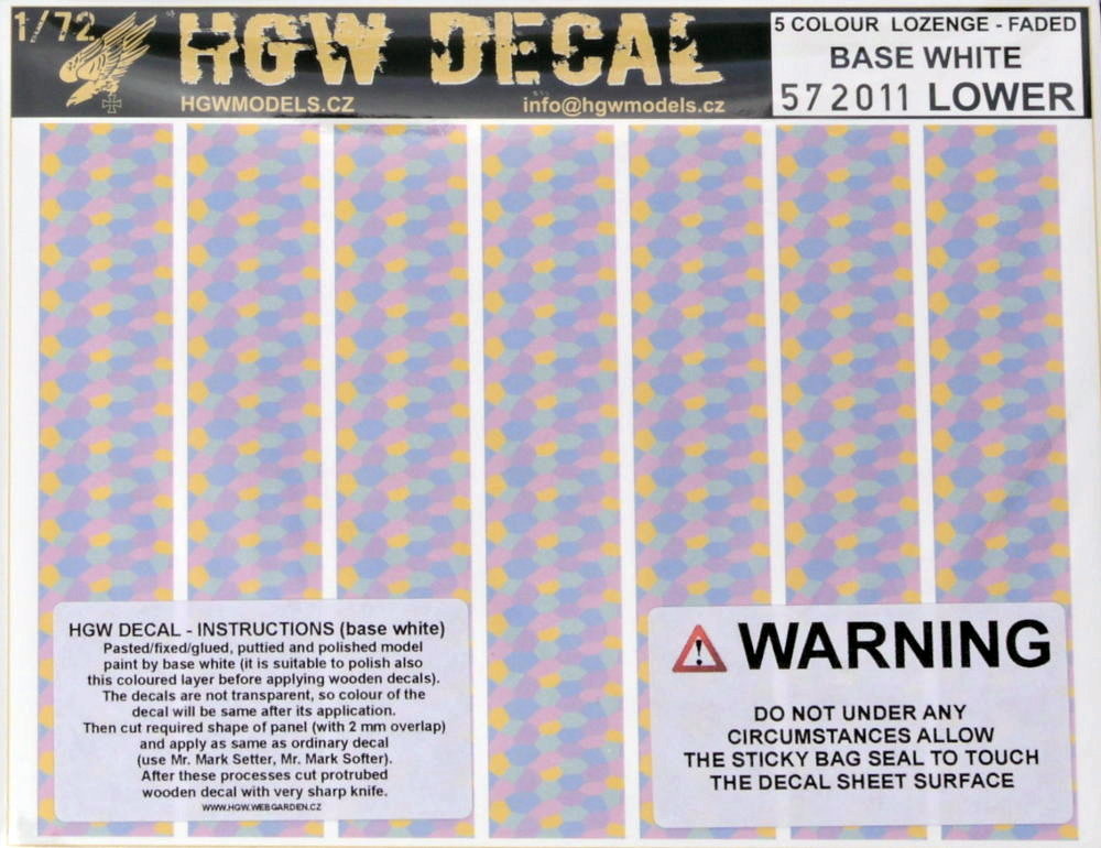 1/72 Decals 5-colour LOZENGE faded b.white LOWER