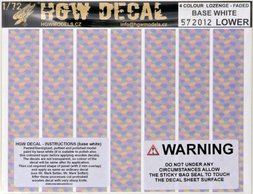 1/72 Decals 4-colour LOZENGE faded b.white LOWER