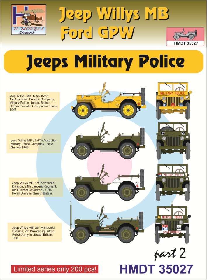 1/35 Decals J.Willys MB/Ford GPW Military Police 2