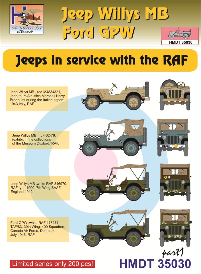 1/35 Decals J.Willys MB/Ford GPW in RAF service 1