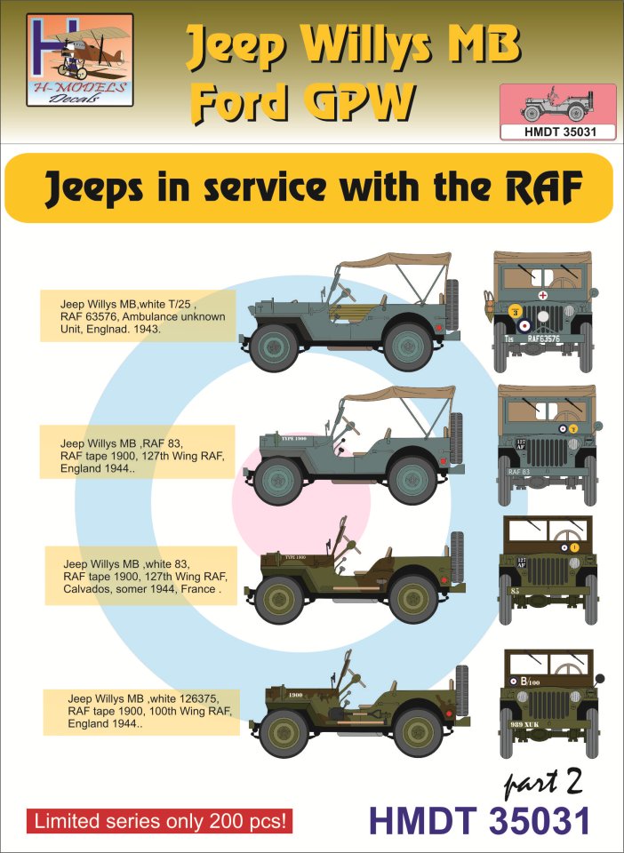 1/35 Decals J.Willys MB/Ford GPW in RAF service 2