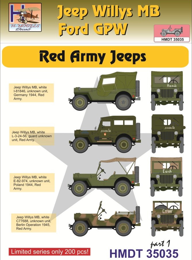1/35 Decals Jeep Willys MB/Ford GPW Red Army 1