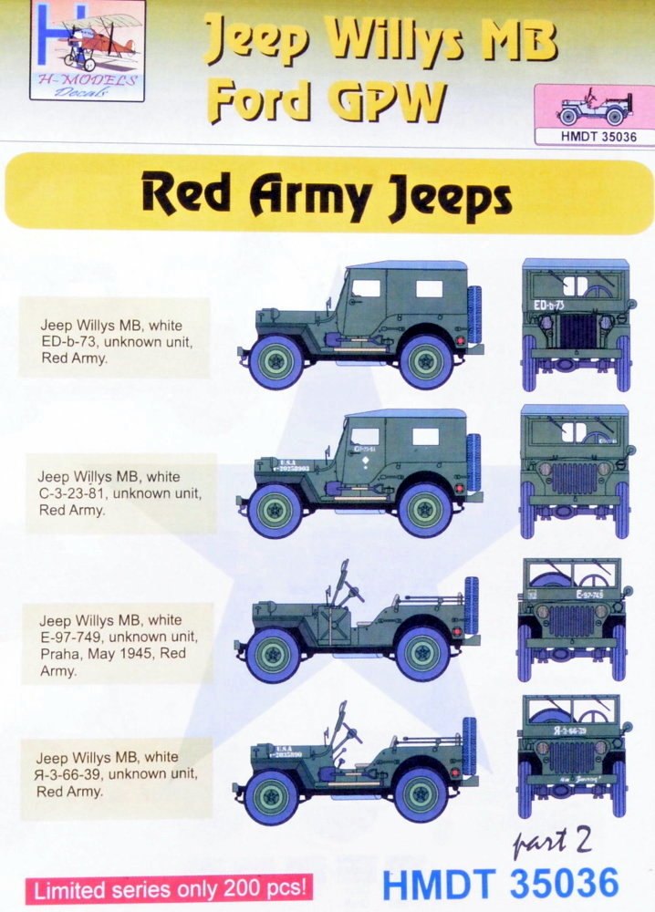 1/35 Decals Jeep Willys MB/Ford GPW Red Army 2