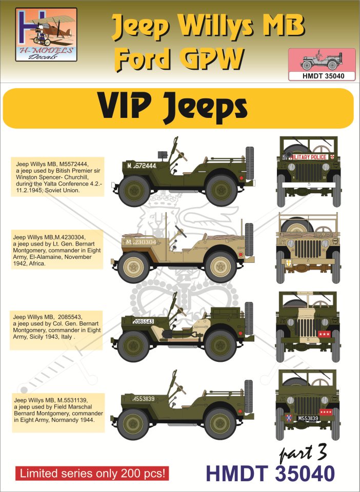 1/35 Decals Jeep Willys MB/Ford GPW VIP Jeeps 3