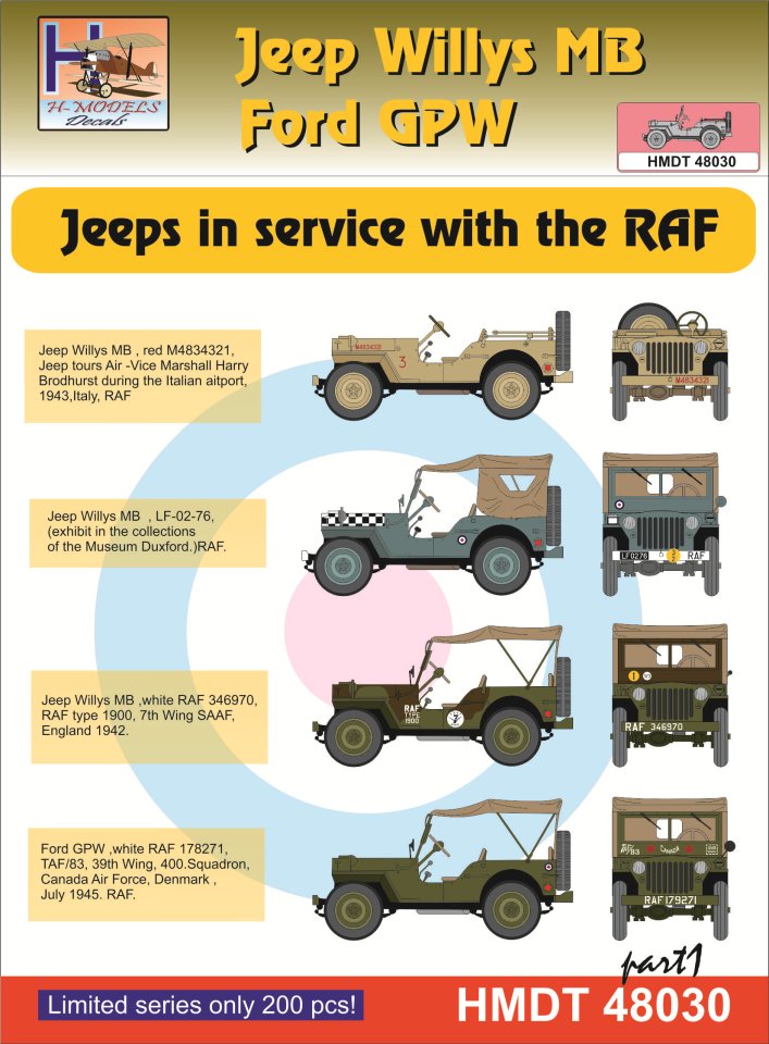 1/48 Decals J.Willys MB/Ford GPW in RAF service 1
