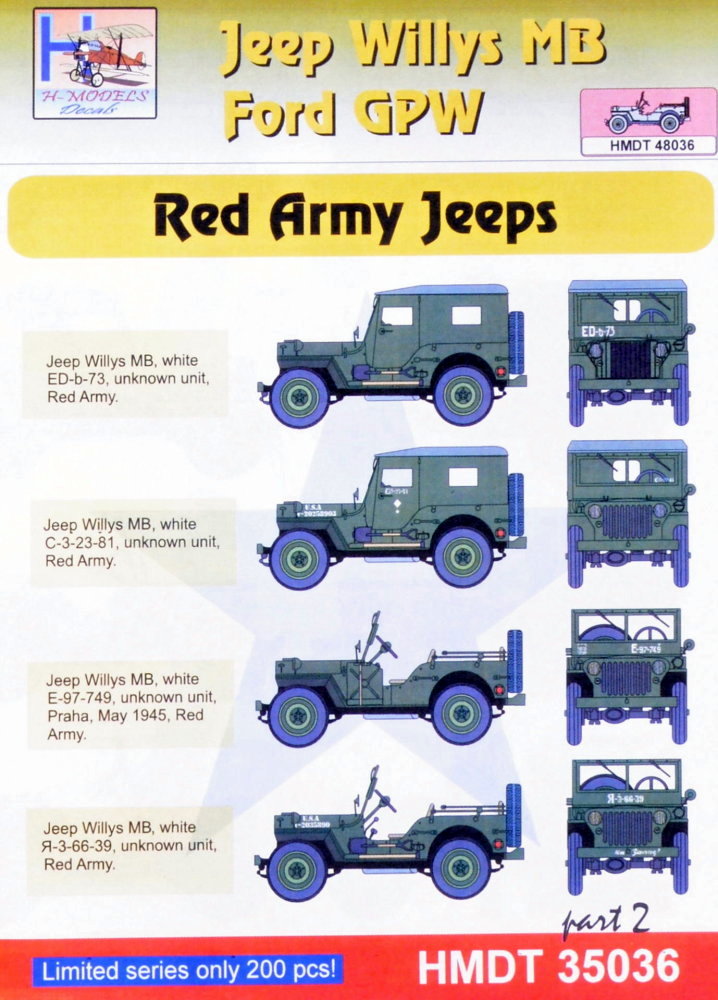 1/48 Decals Jeep Willys MB/Ford GPW Red Army 2