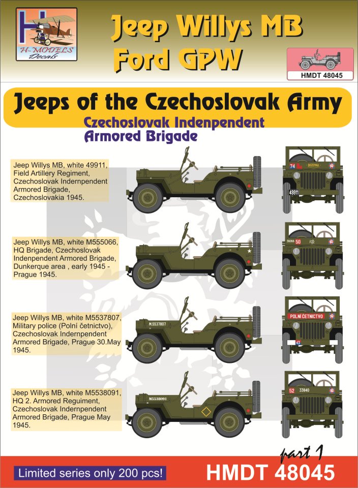 1/48 Decals J.Willys MB/Ford GPW CZ Army Brigade