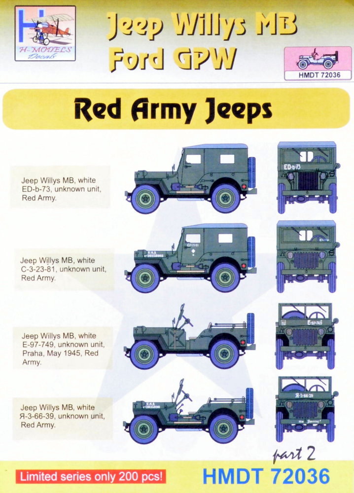 1/72 Decals Jeep Willys MB/Ford GPW Red Army 2
