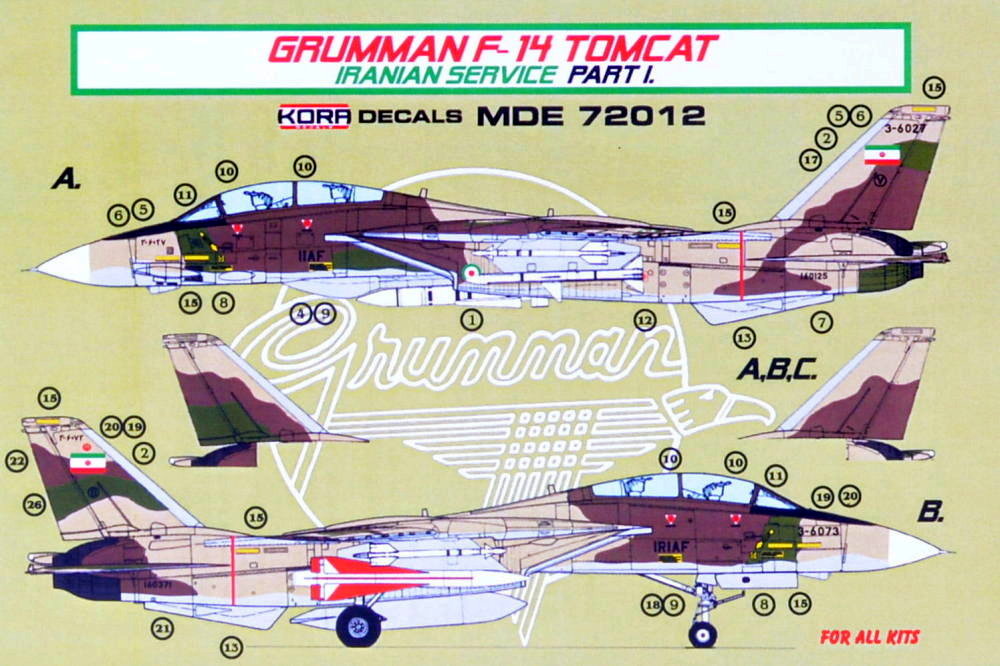 1/72 Decals F-14A Tomcat Iranian Service Part I.