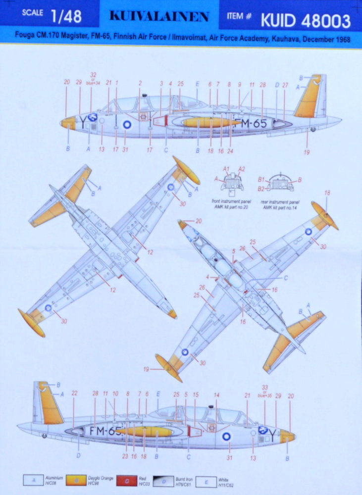 1/48 Decals Fouga CM.170 Magister Finnish A.F.