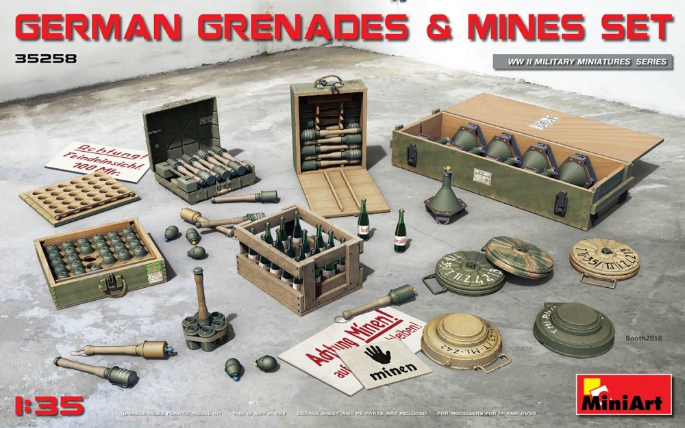 1:35 German Grenades & Mines Set w/ PE & Decals
