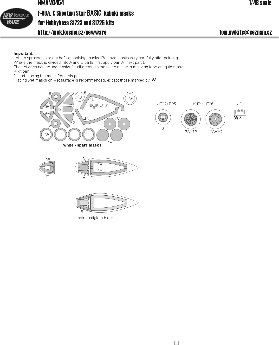 1/48 Mask F-80A,C Shooting Star BASIC (HOBBYB)