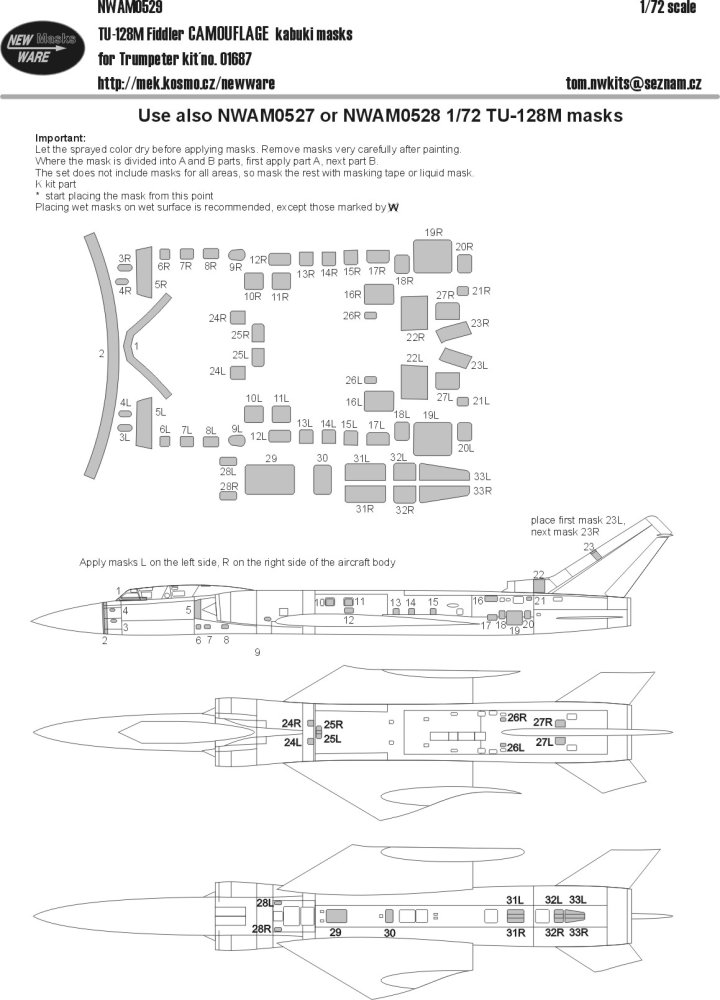 1/72 Mask Tu-128M Fiddler CAMOUFLAGE (TRUMP 01687)