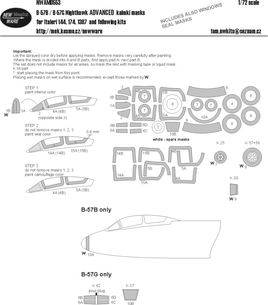 1/72 Mask B-57B/B-57G Nighthawk ADVANCED (ITAL)