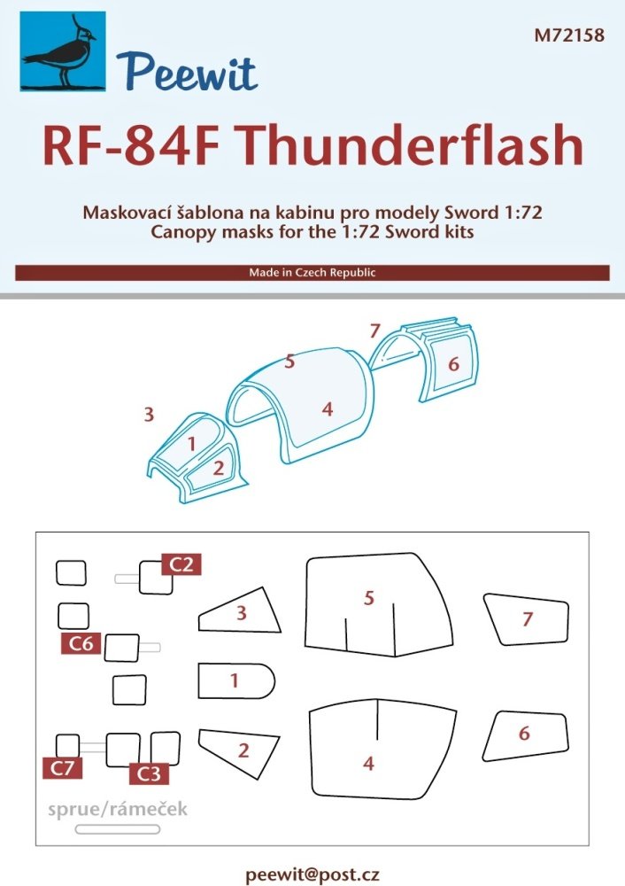 1/72 Canopy mask RF-84F Thunderflash (SWORD)