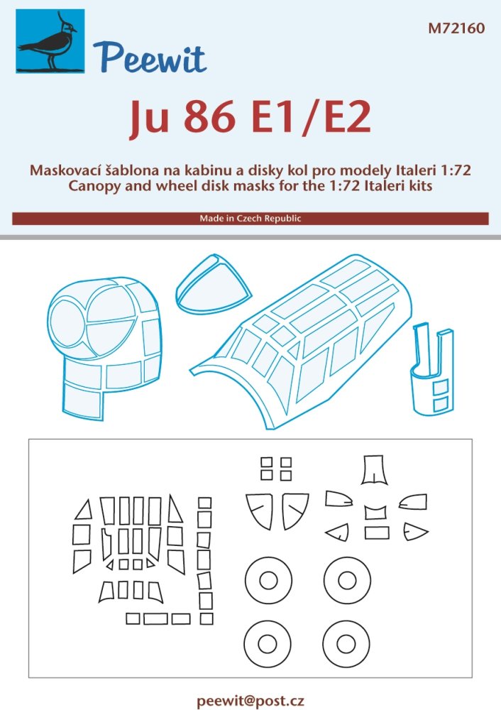 1/72 Canopy & wheel masks Ju 86 E1/E2 (ITAL)