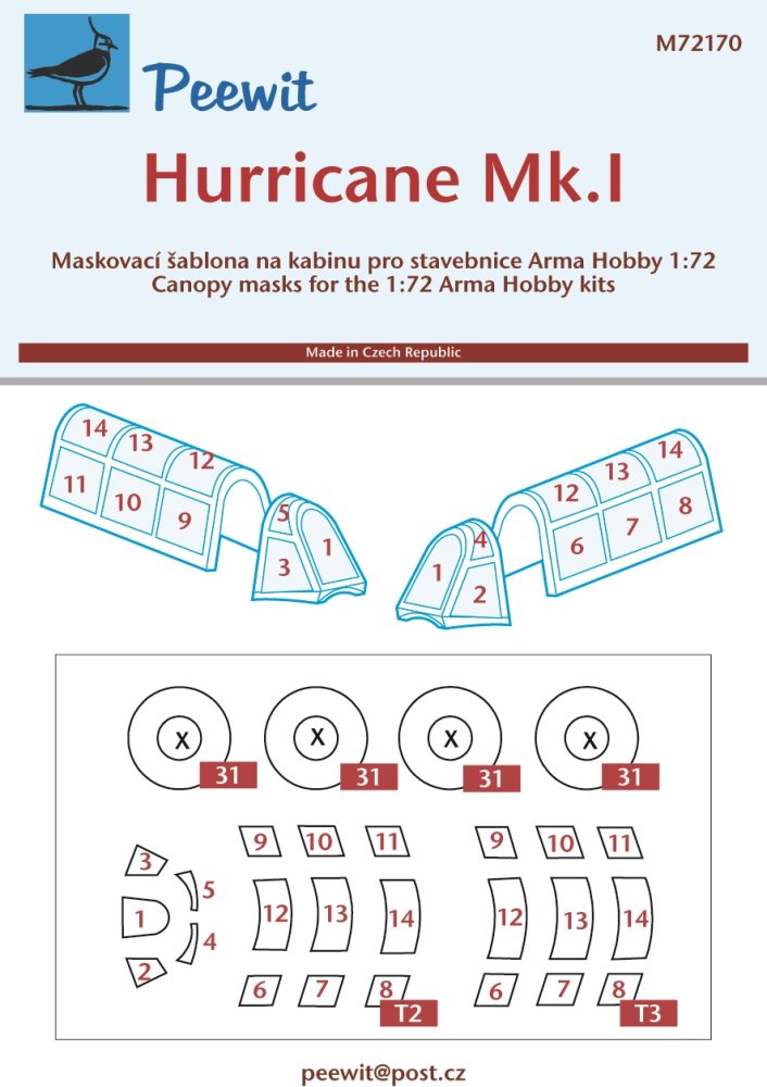 1/72 Canopy mask Hurricane Mk.I (ARMA HOBBY)