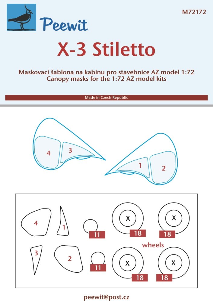 1/72 Canopy mask X-3 Stiletto (AZ MODEL)