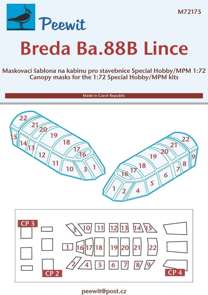 1/72 Canopy mask Breda Ba.88B Lince (SP.HOB.)