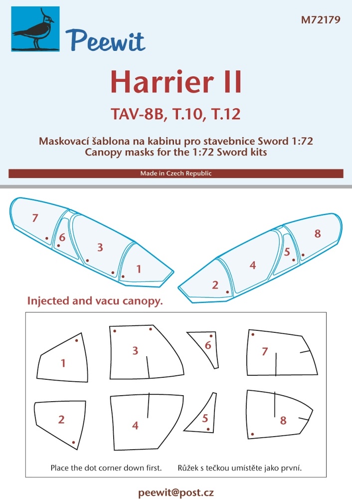 1/72 Canopy mask Harrier II TAV-8B, T.10/12 (SWD)