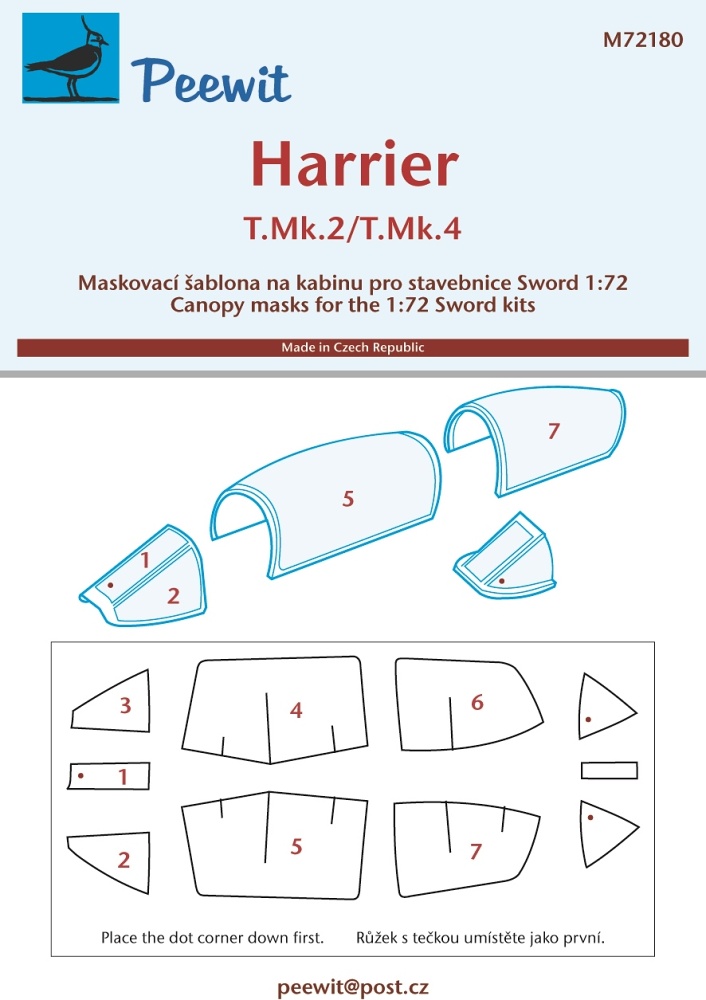 1/72 Canopy mask Harrier T.Mk.2/Mk.4 (SWORD)