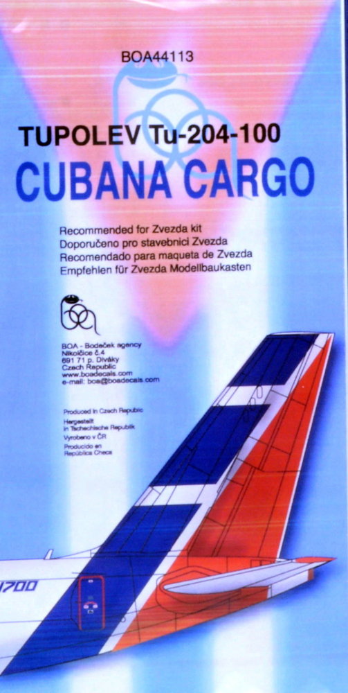 1/144 Decals Tu-204-100 CUBANA Cargo (ZVE)