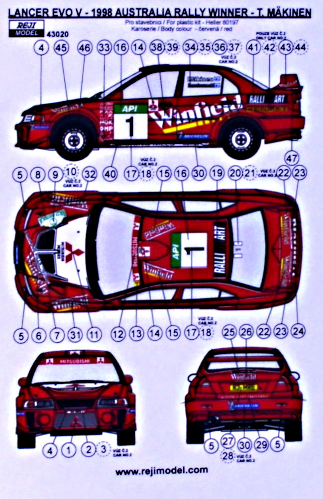 1/43 Lancer EVO 5 - 1998 Rally Australia winner