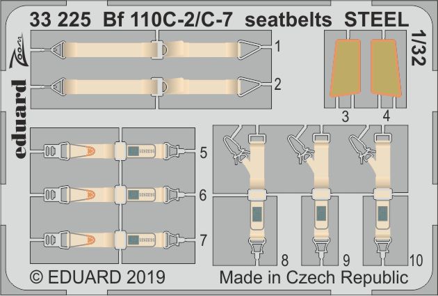 1/32 Bf 110C-2/C-7 seatbelts STEEL (REV)