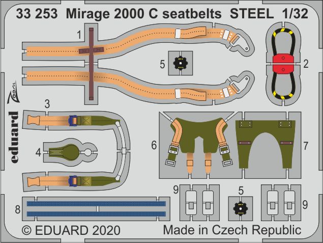 1/32 Mirage 2000 C seatbelts STEEL (KITTYH)